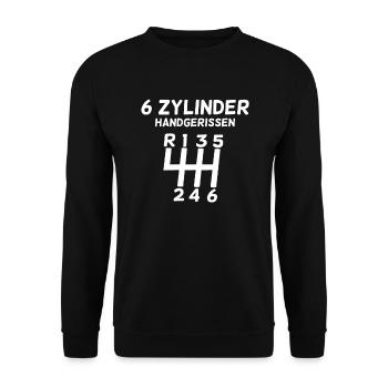 6 Zylinder handgerissen Autotuning Motor Shirt - Unisex Pullover - Schwarz - Vorne - Alina (178cm) & Michal (187cm)