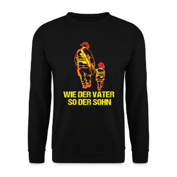Wie der Vater so der Sohn Feuerwehr Papa - Unisex Pullover - Schwarz - Vorne - Alina (178cm) & Michal (187cm)