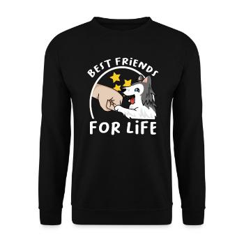Best Friends for Life Husky Dog - Unisex Sweatshirt - black - Front - Alina (178cm) & Michal (187cm)