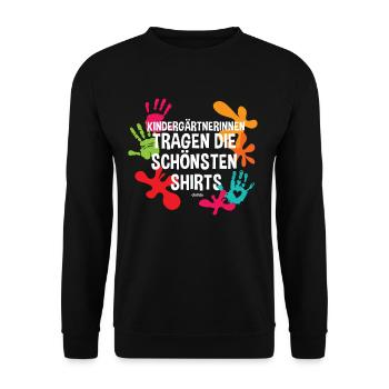 Kindergärtnerin Kindergarten Pädagogen - Unisex Pullover - Schwarz - Vorne - Alina (178cm) & Michal (187cm)