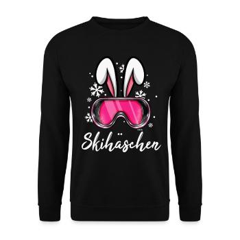 Skihäschen Apres Ski Skihase Skifahren - Unisex Pullover - Schwarz - Vorne - Alina (178cm) & Michal (187cm)