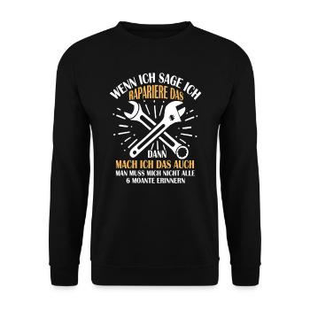 Witziges Vergesslicher KFZ Mechaniker Shirt - Unisex Pullover - Schwarz - Vorne - Alina (178cm) & Michal (187cm)