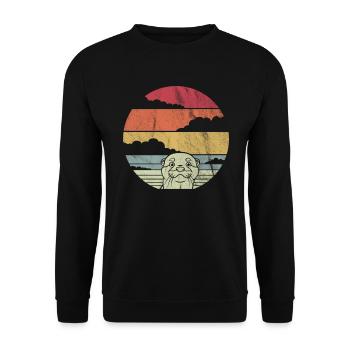 Otter Fischotter Wassermarder Retro Design - Unisex Pullover - Schwarz - Vorne - Alina (178cm) & Michal (187cm)