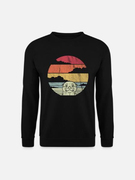 Otter Fischotter Wassermarder Retro Design - Unisex Pullover - Schwarz
