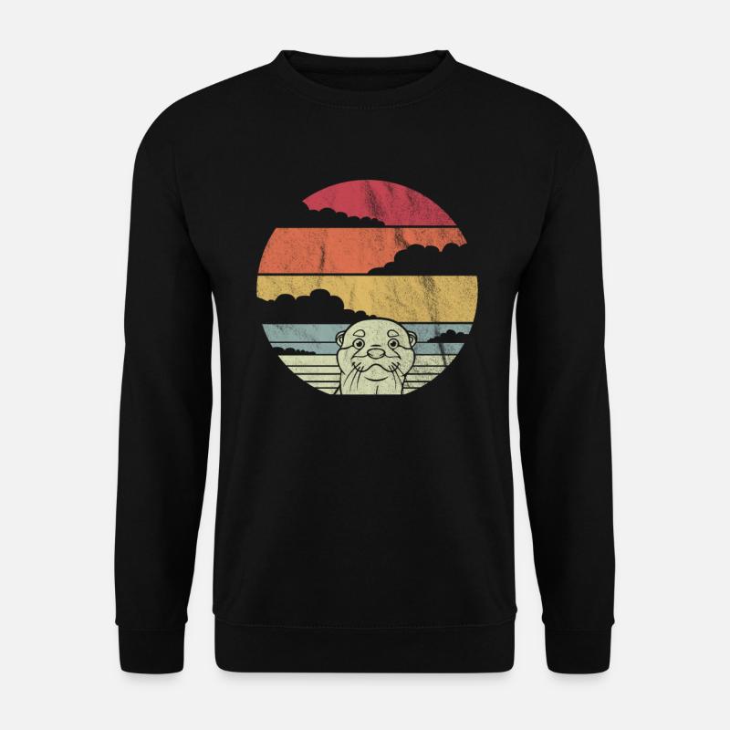 Otter Fischotter Wassermarder Retro Design - Unisex Pullover - Schwarz