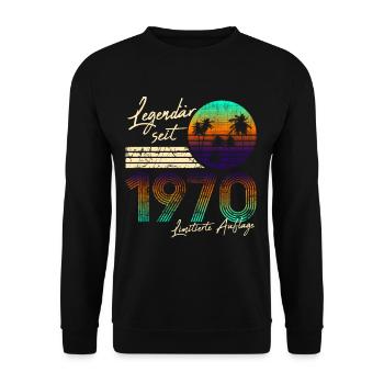 50e anniversaire hommes 50 légendaire 1970 vintage - Sweat-shirt Unisexe - noir - Devant - Alina (178cm) & Michal (187cm)