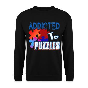 Addicted To Puzzles Funny Jigsaw Puzzle - Unisex Sweatshirt - black - Front - Alina (178cm) & Michal (187cm)