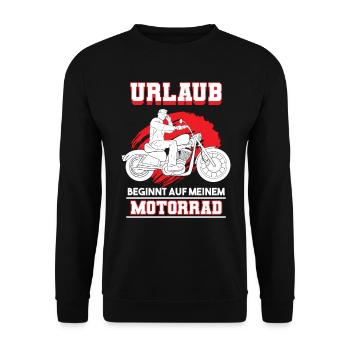 Urlaub Beginnt Auf Motorrad Biker Spruch Bike - Unisex Pullover - Schwarz - Vorne - Alina (178cm) & Michal (187cm)