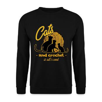 Crochet, chat au crochet - Sweat-shirt Unisexe - noir - Devant - Alina (178cm) & Michal (187cm)