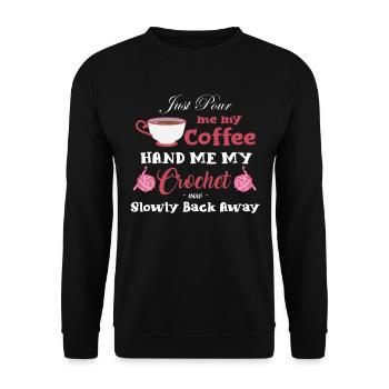 Häkeln, Häkeln Kaffee - Unisex Pullover - Schwarz - Vorne - Alina (178cm) & Michal (187cm)
