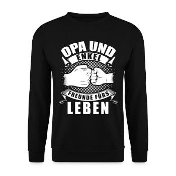 Opa und Enkel Freunde fürs Leben Geschenk - Unisex Pullover - Schwarz - Vorne - Alina (178cm) & Michal (187cm)