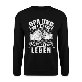 Opa und Enkel freunde fürs Leben Geschenkidee - Unisex Pullover - Schwarz - Vorne - Alina (178cm) & Michal (187cm)