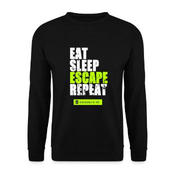 Eat Sleep Escape Repeat Escape from Raid - Unisex Pullover - Schwarz - Vorne - Alina (178cm) & Michal (187cm)