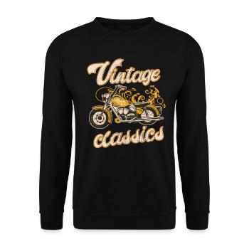 Motorbike vintage rockabilly 50s biker - Unisex Sweatshirt - black - Front - Alina (178cm) & Michal (187cm)