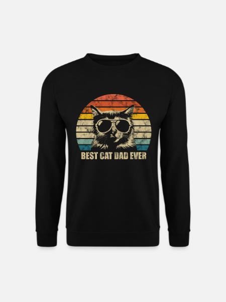 Cat Dad Meme Vater Papa Geschenk - Unisex Pullover - Schwarz
