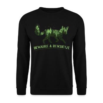Fuchs - Bewahre & Beschütze - Unisex Pullover - Schwarz - Vorne - Alina (178cm) & Michal (187cm)