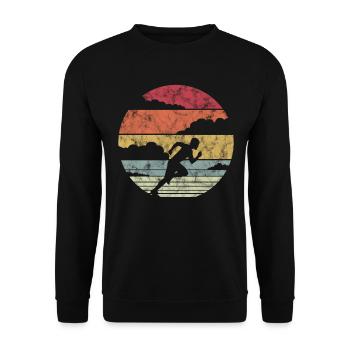 Laufen Läufer Retro - Unisex Pullover - Schwarz - Vorne - Alina (178cm) & Michal (187cm)
