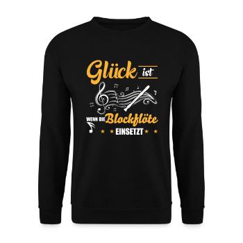 Blockflöte Blockflötisten Musikinstrument Geschenk - Unisex Pullover - Schwarz - Vorne - Alina (178cm) & Michal (187cm)