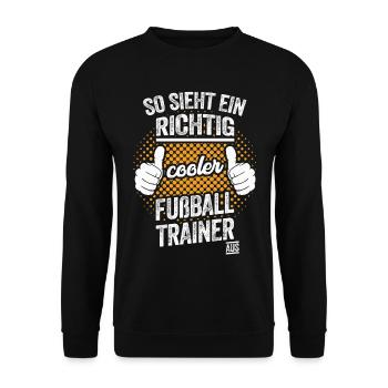 Lustiges Fußballtrainer Motiv - Unisex Pullover - Schwarz - Vorne - Alina (178cm) & Michal (187cm)