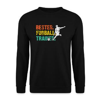 Bester Fußballtrainer Retro Motiv Geschenkidee - Unisex Pullover - Schwarz - Vorne - Alina (178cm) & Michal (187cm)