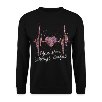 Herzschlag, Kölner Dom, Herz, Karneval - Unisex Pullover - Schwarz - Vorne - Alina (178cm) & Michal (187cm)