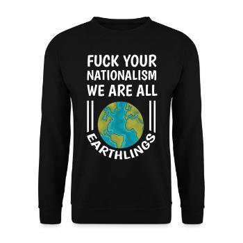 Funny saying against right nationalism - Unisex Sweatshirt - black - Front - Alina (178cm) & Michal (187cm)