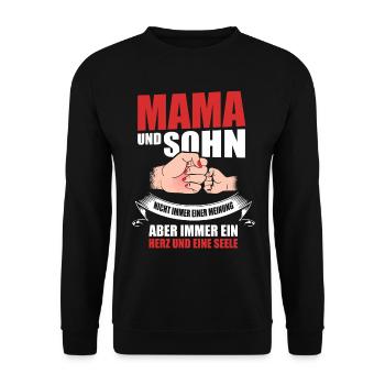 Mama und Sohn Partnerlook Geschenk - Unisex Pullover - Schwarz - Vorne - Alina (178cm) & Michal (187cm)