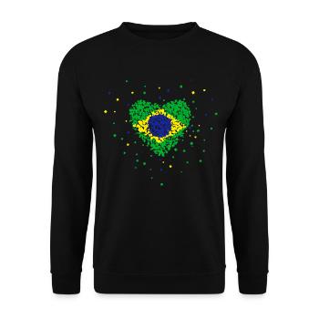 Fußball Herz Brasilien - Unisex Pullover - Schwarz - Vorne - Alina (178cm) & Michal (187cm)