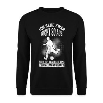 Fußball Trainer Fußballmannschaft - Unisex Pullover - Schwarz - Vorne - Alina (178cm) & Michal (187cm)