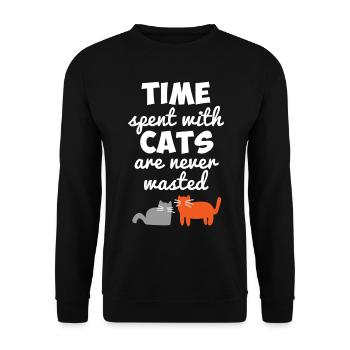 Katze,kitty,animal,funny,humor,tier,Fellnase - Unisex Pullover - Schwarz - Vorne - Alina (178cm) & Michal (187cm)