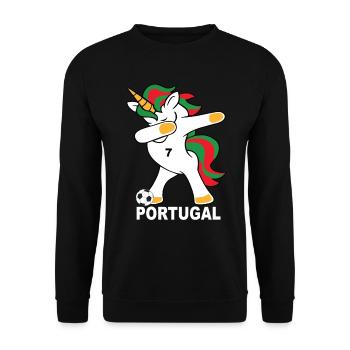 Football dab Licorne Portugal Portugais Portugais - Sweat-shirt Unisexe - noir - Devant - Alina (178cm) & Michal (187cm)