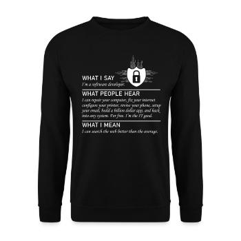 Software developer Funny programmer - Unisex Sweatshirt - black - Front - Alina (178cm) & Michal (187cm)