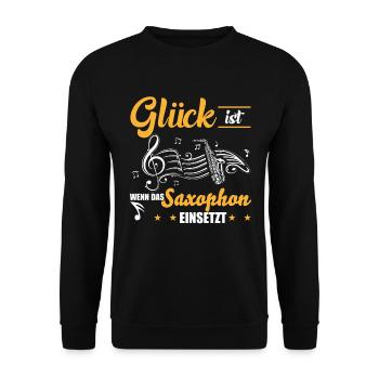 Saxophonist Saxophon Geschenkidee - Unisex Pullover - Schwarz - Vorne - Alina (178cm) & Michal (187cm)
