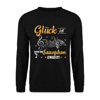 Saxophon Musikinstrument - Unisex Pullover - Schwarz - Vorne - Alina (178cm) & Michal (187cm)