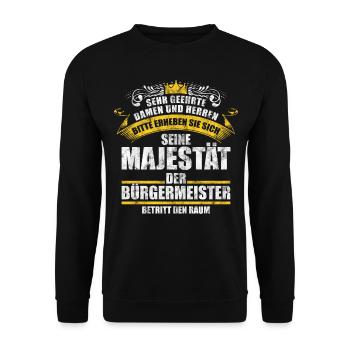Bürgermeister Gemeinde Amt Stadt Geschenk - Unisex Pullover - Schwarz - Vorne - Alina (178cm) & Michal (187cm)
