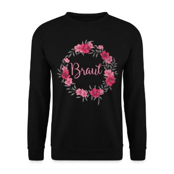 JGA Braut Junggesellinnenabschied Blumenkranz - Unisex Pullover - Schwarz - Vorne - Alina (178cm) & Michal (187cm)