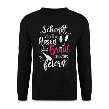 JGA Junggesellinnenabschied Mädelsabend Outfit - Unisex Pullover - Schwarz - Vorne - Alina (178cm) & Michal (187cm)