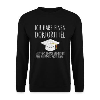 Dr Doktortitel Doktor Studium Geschenk - Unisex Pullover - Schwarz - Vorne - Alina (178cm) & Michal (187cm)