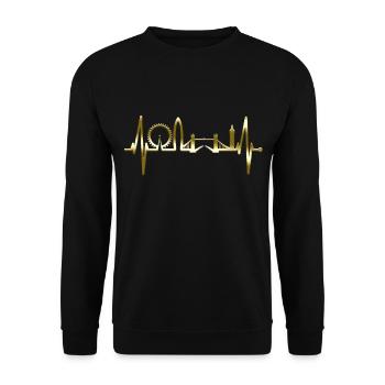London Skyline Heartbeat England Gold Plated - Unisex Sweatshirt - black - Front - Alina (178cm) & Michal (187cm)