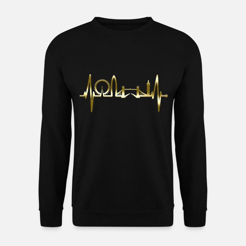 London Skyline Herzschlag England Gold Vergoldet - Unisex Pullover - Schwarz
