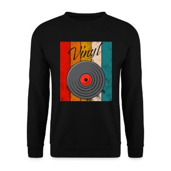 Vintage Vinyl Schallplatte - Unisex Pullover - Schwarz - Vorne - Alina (178cm) & Michal (187cm)