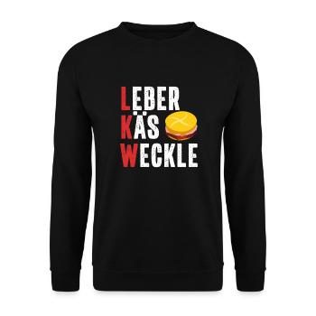 Truck Leberkäsweckle funny Swabian saying - Unisex Sweatshirt - black - Front - Alina (178cm) & Michal (187cm)