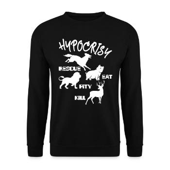 Vegan Veganer Tierrechte Geschenk Vegetarier - Unisex Pullover - Schwarz - Vorne - Alina (178cm) & Michal (187cm)