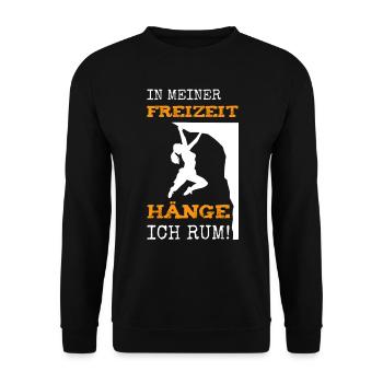 Klettern bouldern Kletterer Lustiger Spruch - Unisex Pullover - Schwarz - Vorne - Alina (178cm) & Michal (187cm)