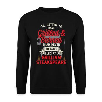 Witziges Grillen BBQ Griller Shirt - Unisex Pullover - Schwarz - Vorne - Alina (178cm) & Michal (187cm)
