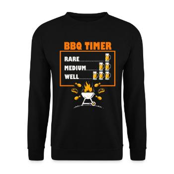 Chemise drôle de steak de buveur de bière de gril de BBQ - Sweat-shirt Unisexe - noir - Devant - Alina (178cm) & Michal (187cm)