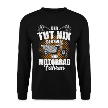 Motorrad lustiges Motorradfahrer Sprüche Geschenk - Unisex Pullover - Schwarz - Vorne - Alina (178cm) & Michal (187cm)
