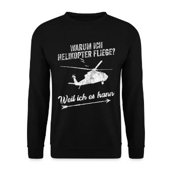 Helikopter Flugschein bestandene Prüfung Geschenk - Unisex Pullover - Schwarz - Vorne - Alina (178cm) & Michal (187cm)