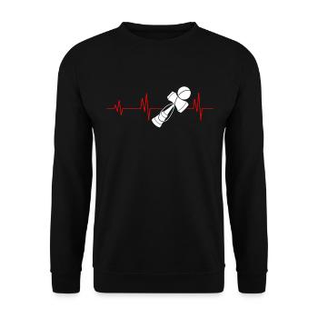Kendama Herzschlag - Unisex Pullover - Schwarz - Vorne - Alina (178cm) & Michal (187cm)
