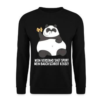 Panda Kekse Geschenk Geschenkidee Idee Süß - Unisex Pullover - Schwarz - Vorne - Alina (178cm) & Michal (187cm)